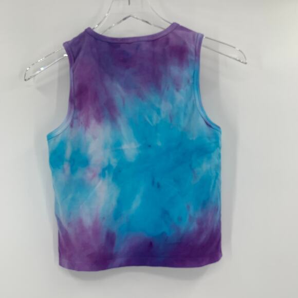 2/$30 WEEKEND STORIES Top Size S Slight Crop Tank Hand Dyed Purple Blue Tie Dye - Picture 6 of 7